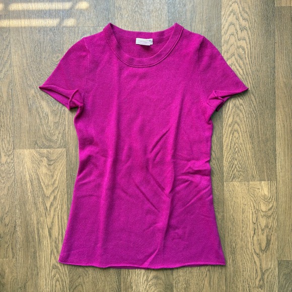 J. Crew Sweaters - J. Crew Womens Prep Bright Purple Rolled Hem 100% Cashmere Short Sleeve Sweater